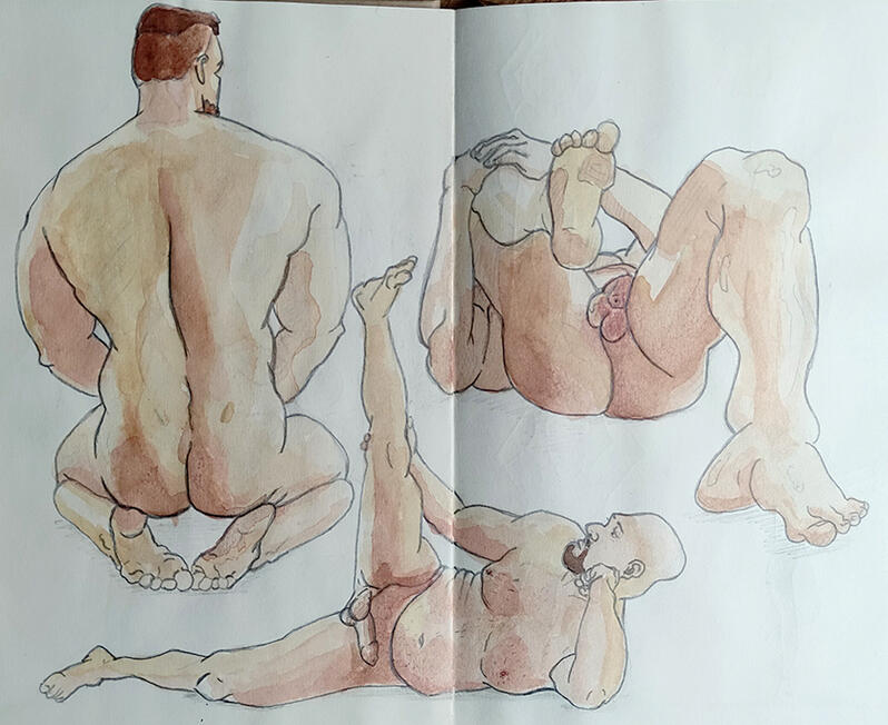 Figure Studies | Graphite and watercolors on sketchbook