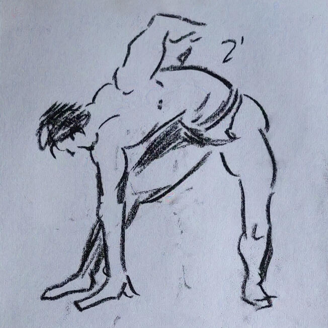 2 minutes Gesture Drawing | Conte